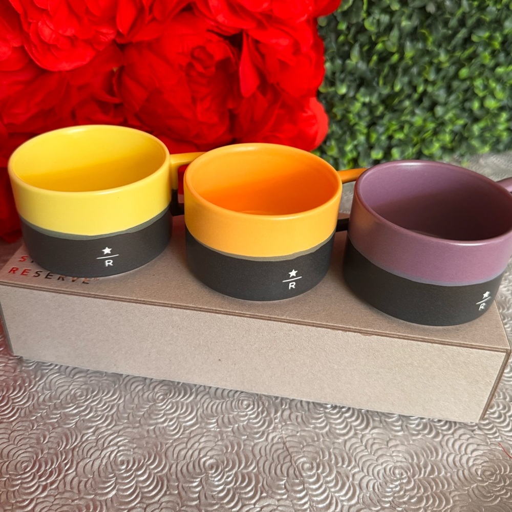 NWT☕️Starbucks Reserve Ceramic Demi Tassee Espresso Set of 3 cups in Box
